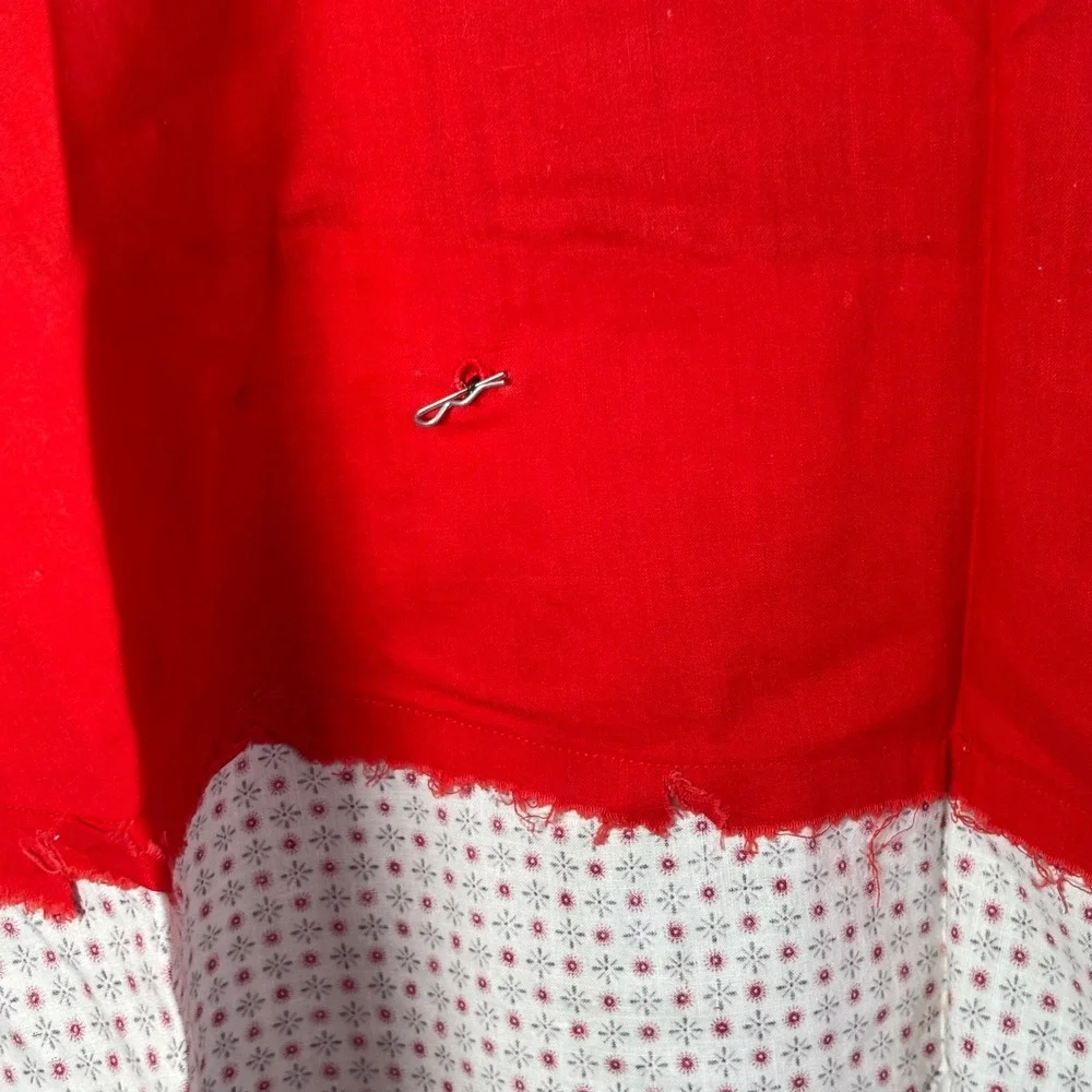 Unbranded Half Apron OS Red‎ White Vintage Style Rick Rack Button Trim Cotton